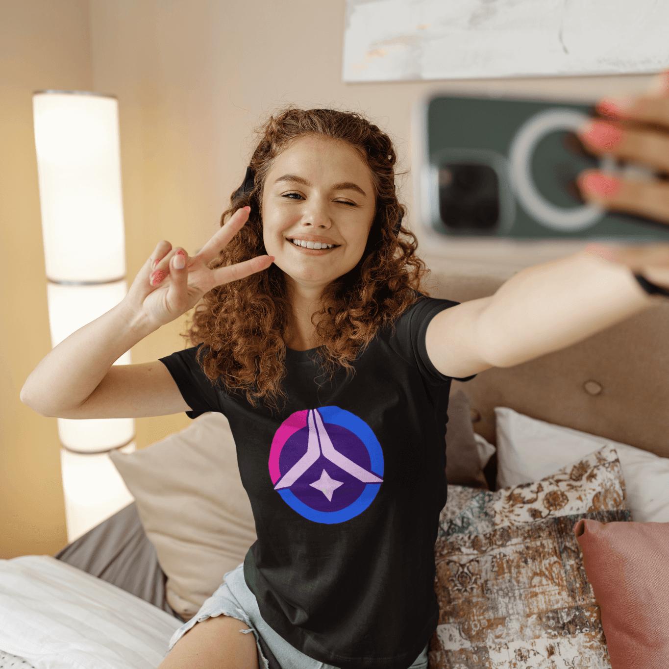Cosmic Prayer Youth Tee – Pink & Blue Pop | Artists’ Armory