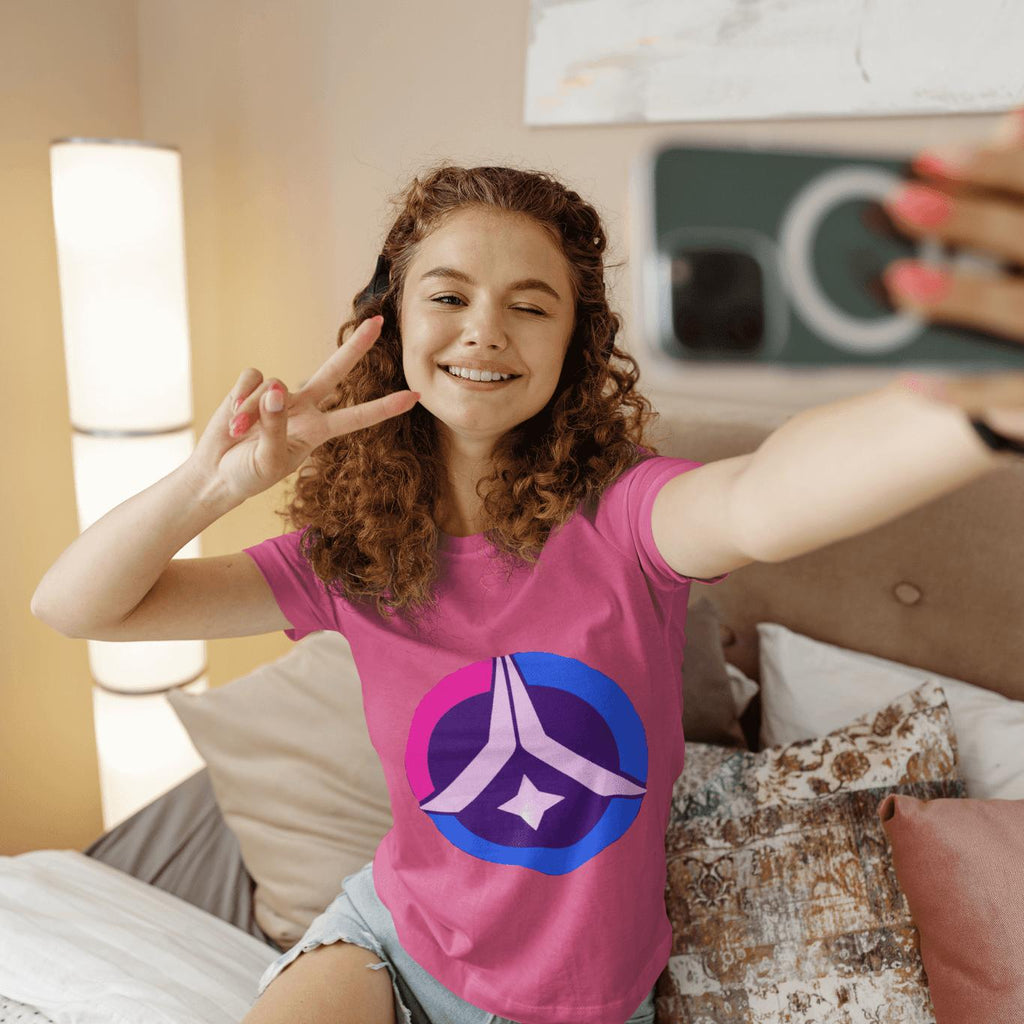 Cosmic Prayer Youth Tee – Pink & Blue Pop | Artists’ Armory