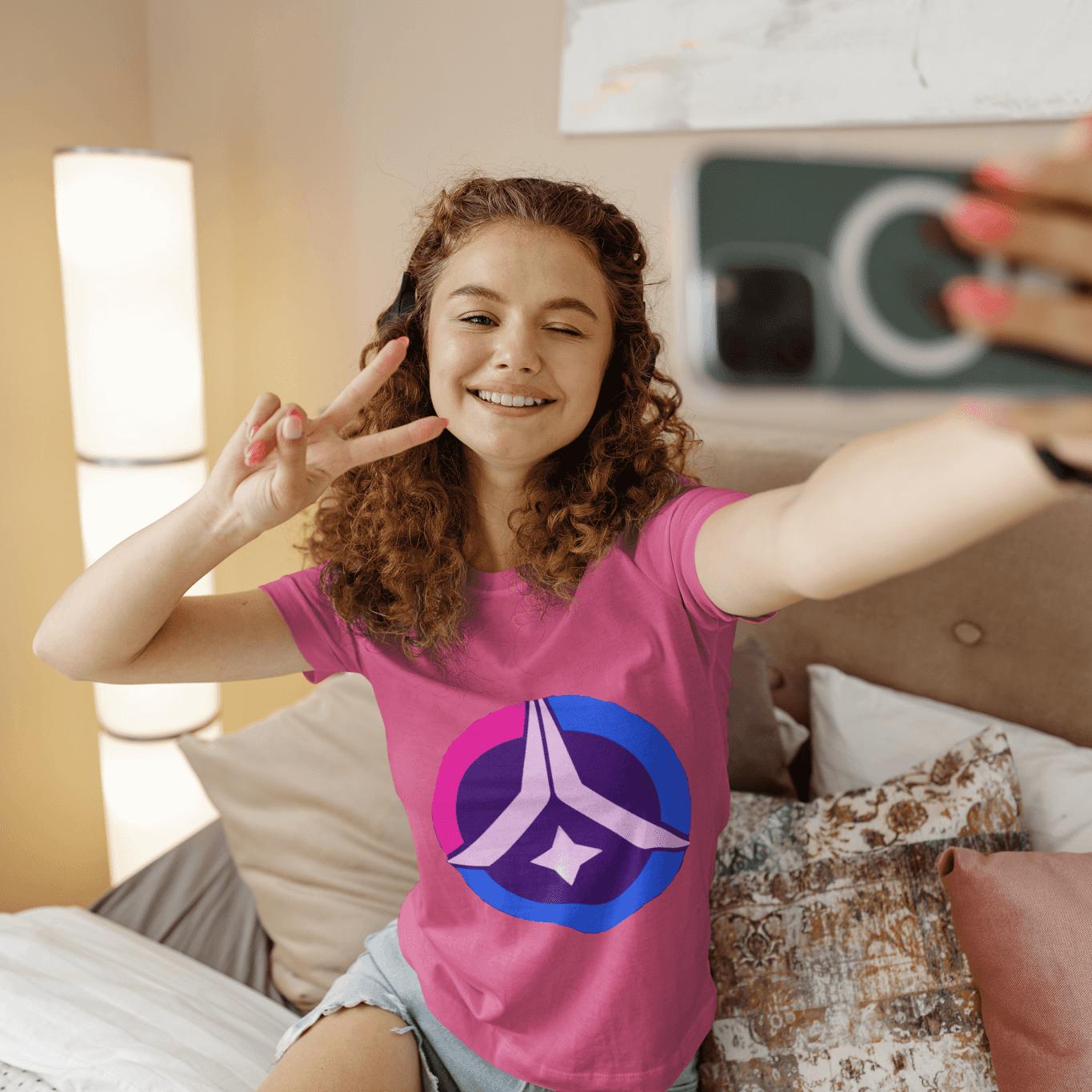 Cosmic Prayer Youth Tee – Pink & Blue Pop | Artists’ Armory