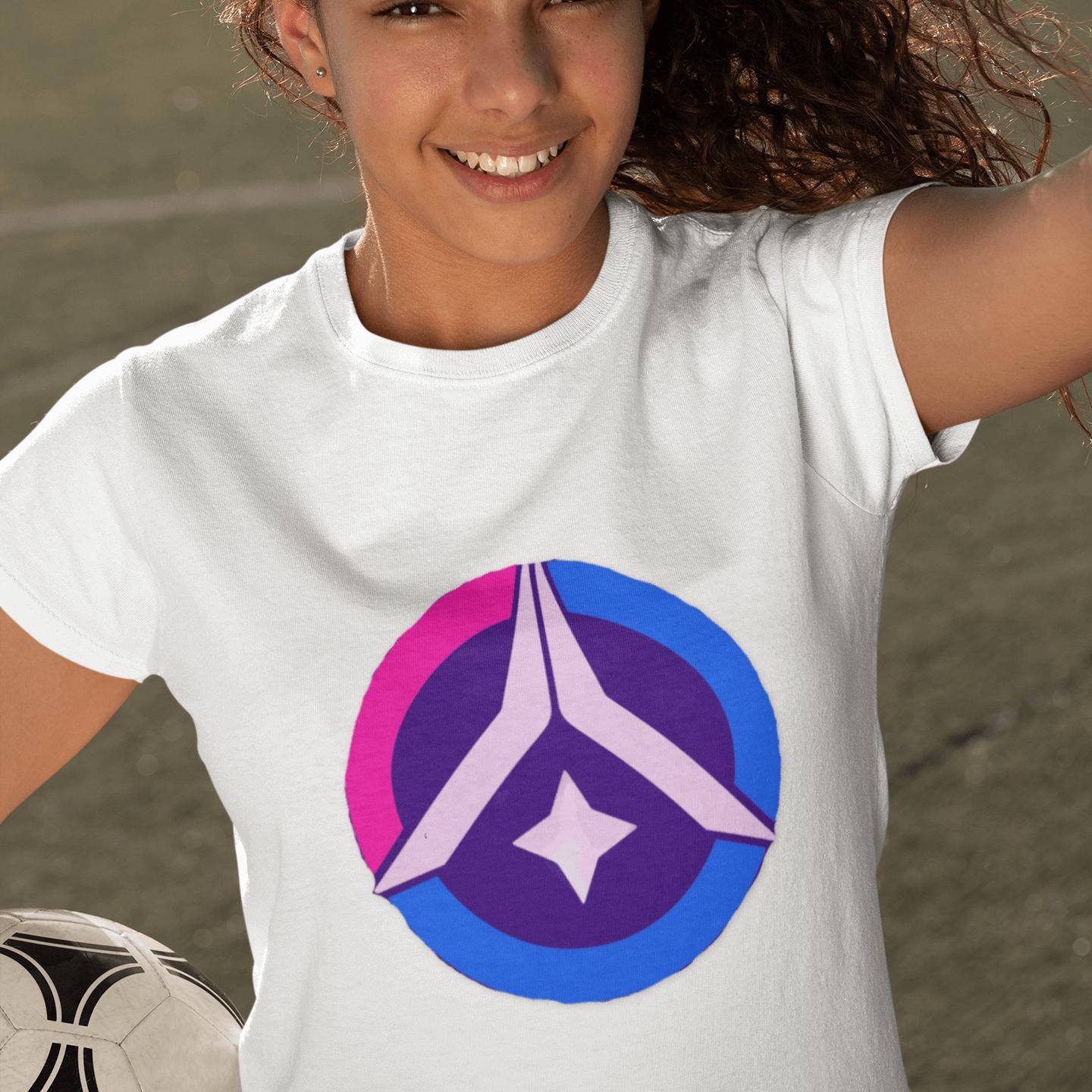 Cosmic Prayer Youth Tee – Pink & Blue Pop | Artists’ Armory