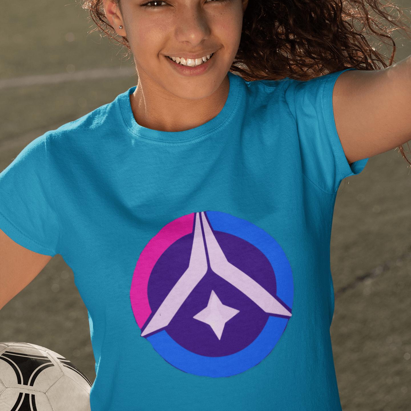 Cosmic Prayer Youth Tee – Pink & Blue Pop | Artists’ Armory