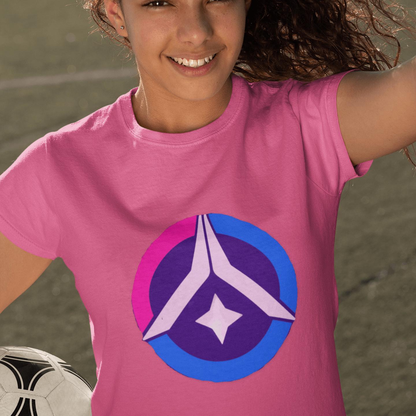 Cosmic Prayer Youth Tee – Pink & Blue Pop | Artists’ Armory