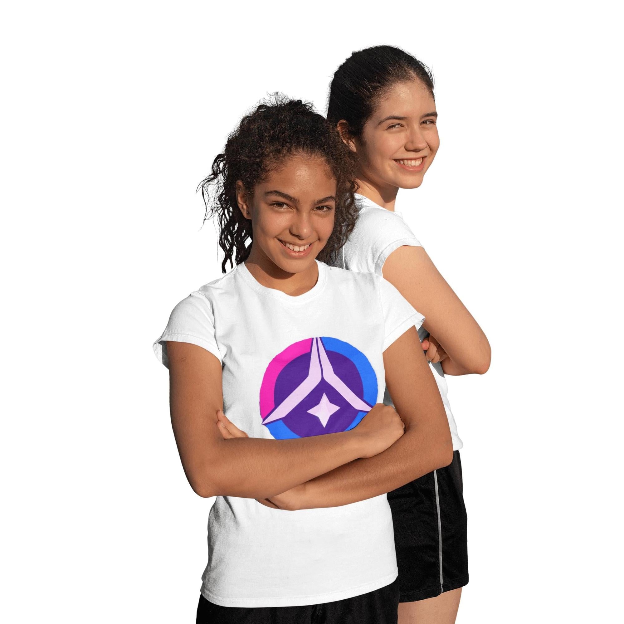 Cosmic Prayer Youth Tee – Pink & Blue Pop | Artists’ Armory