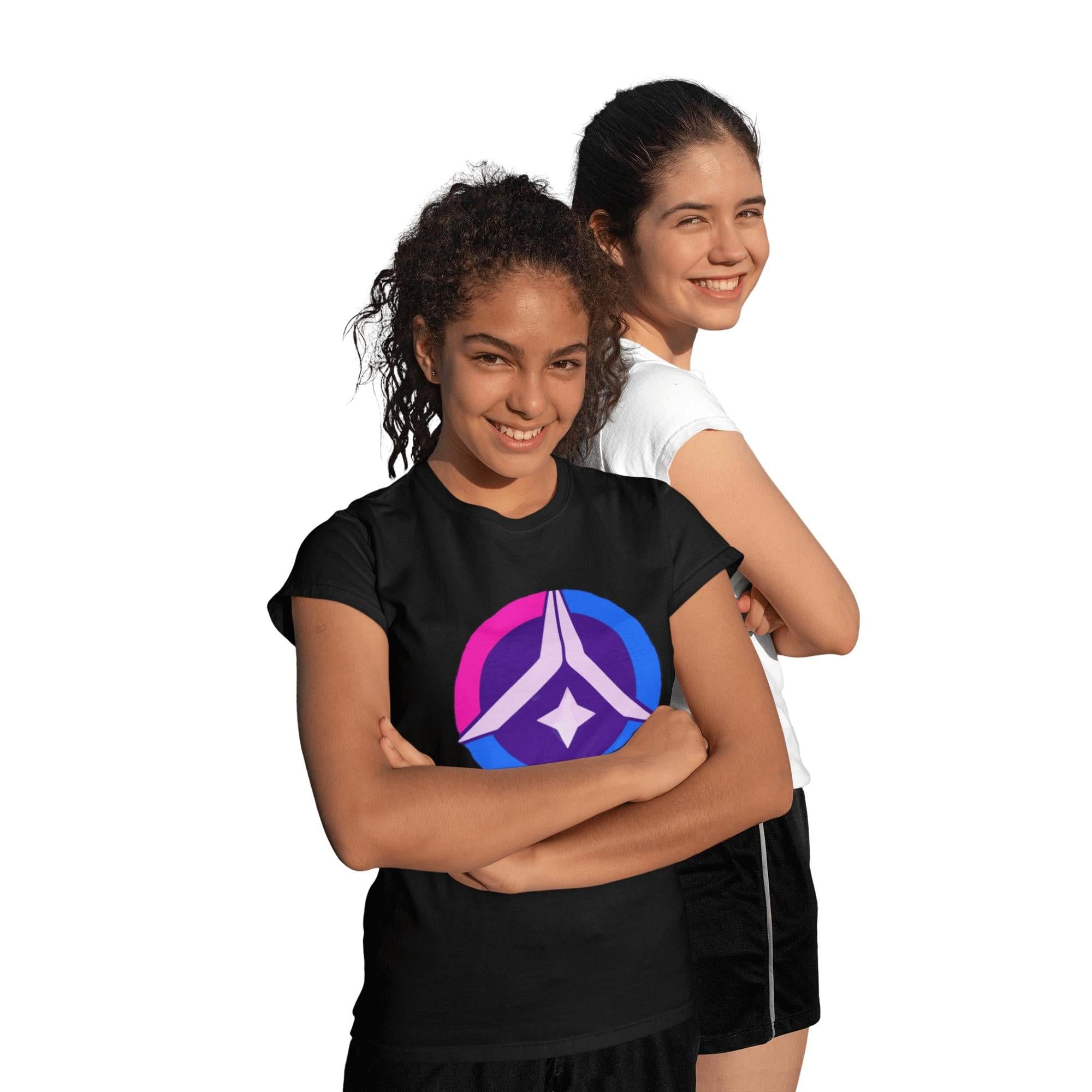 Cosmic Prayer Youth Tee – Pink & Blue Pop | Artists’ Armory