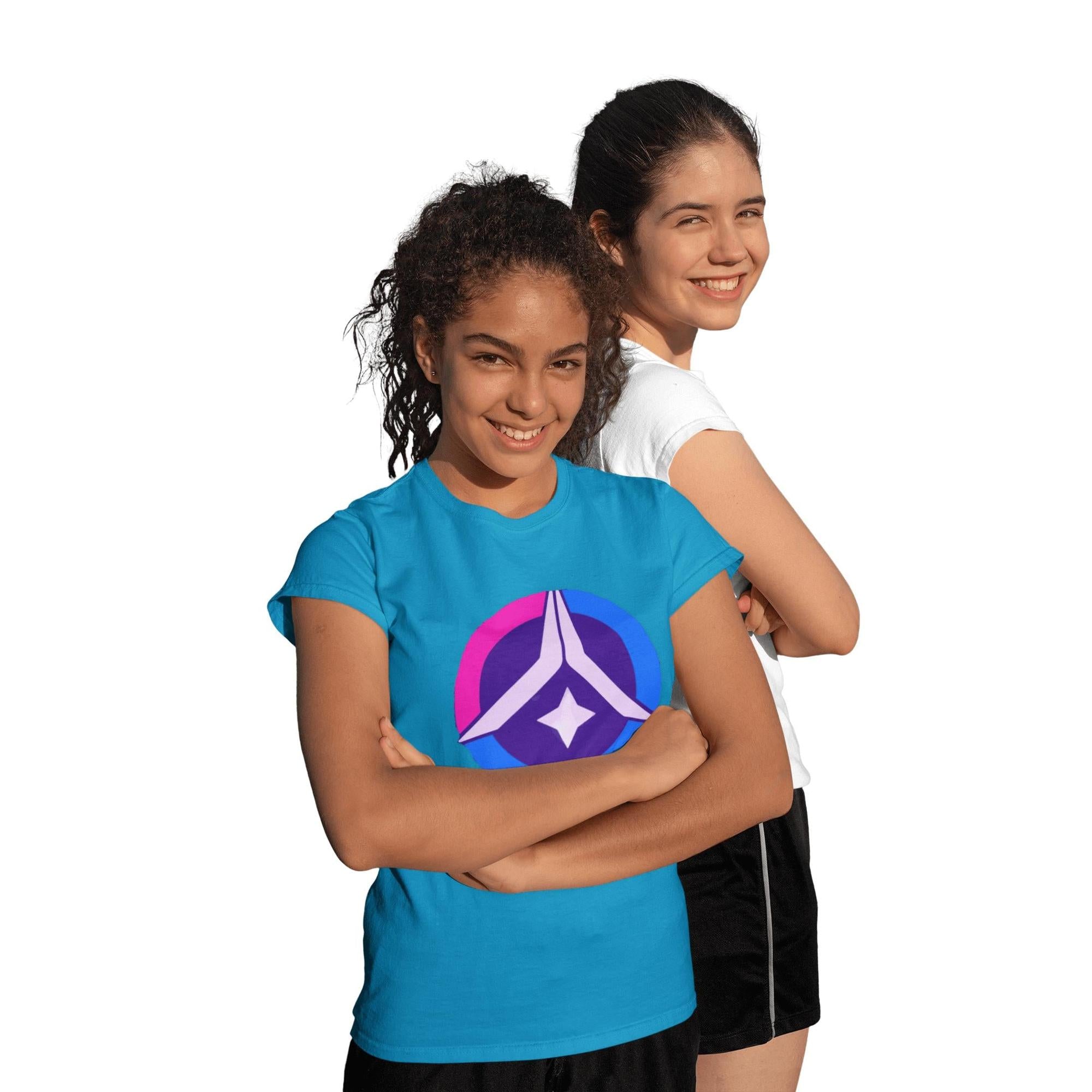 Cosmic Prayer Youth Tee – Pink & Blue Pop | Artists’ Armory