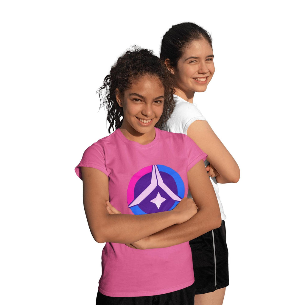 Cosmic Prayer Youth Tee – Pink & Blue Pop | Artists’ Armory