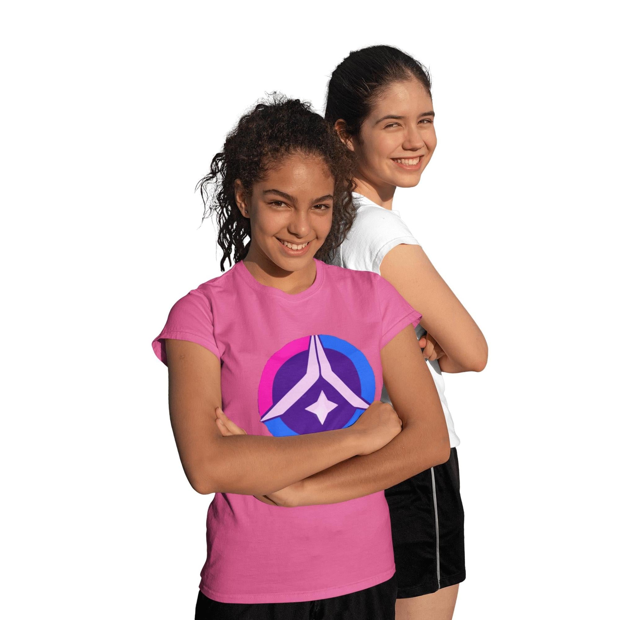 Cosmic Prayer Youth Tee – Pink & Blue Pop | Artists’ Armory