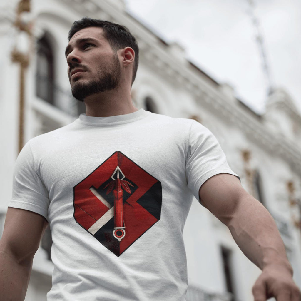 Hexa-Shield Red Digital Art T-Shirt | Artists' Armory