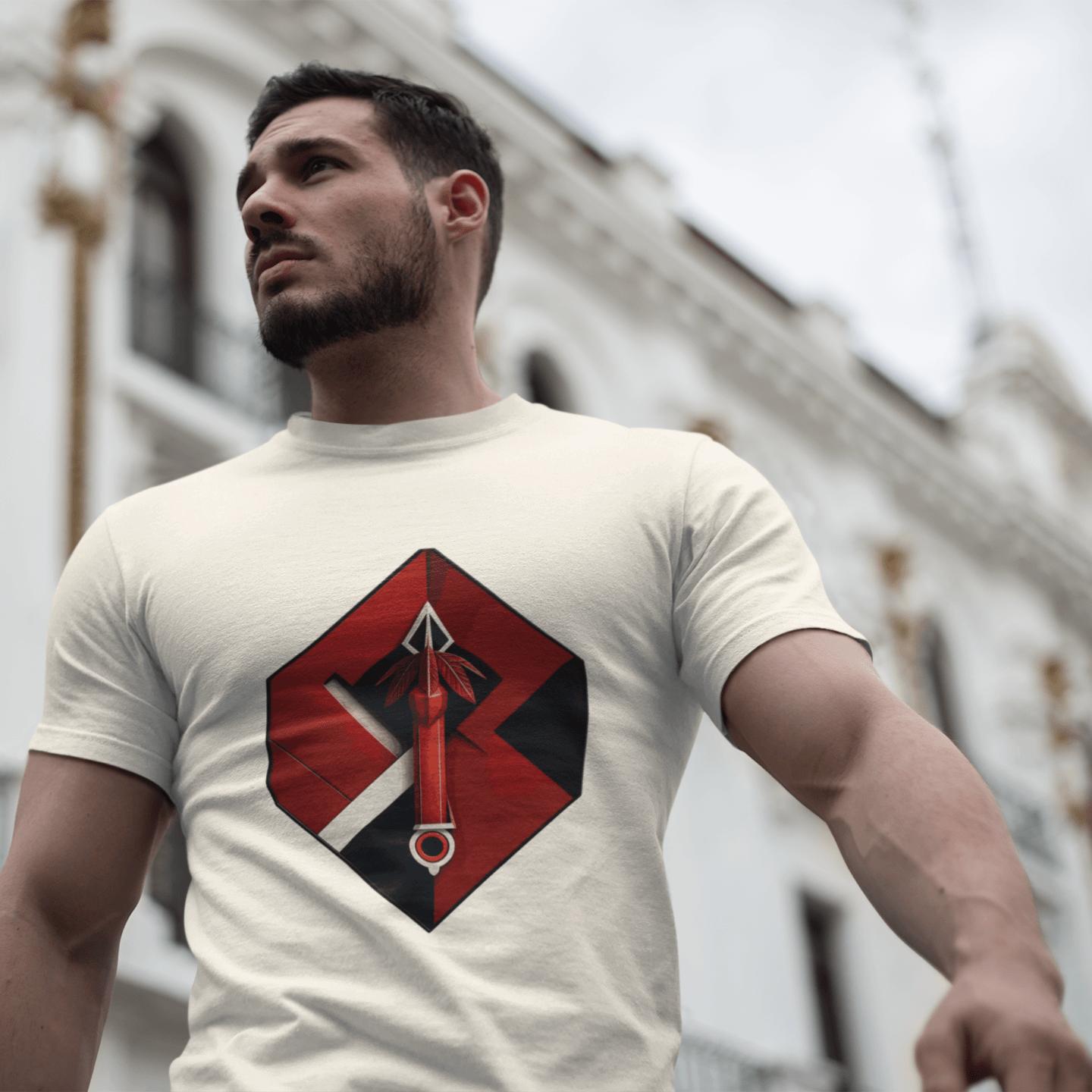 Hexa-Shield Red Digital Art T-Shirt | Artists' Armory
