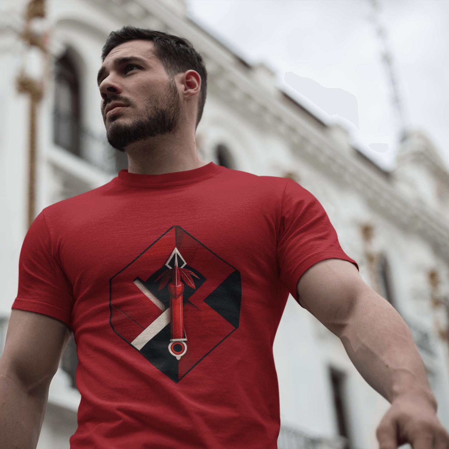 Hexa-Shield Red Digital Art T-Shirt | Artists' Armory
