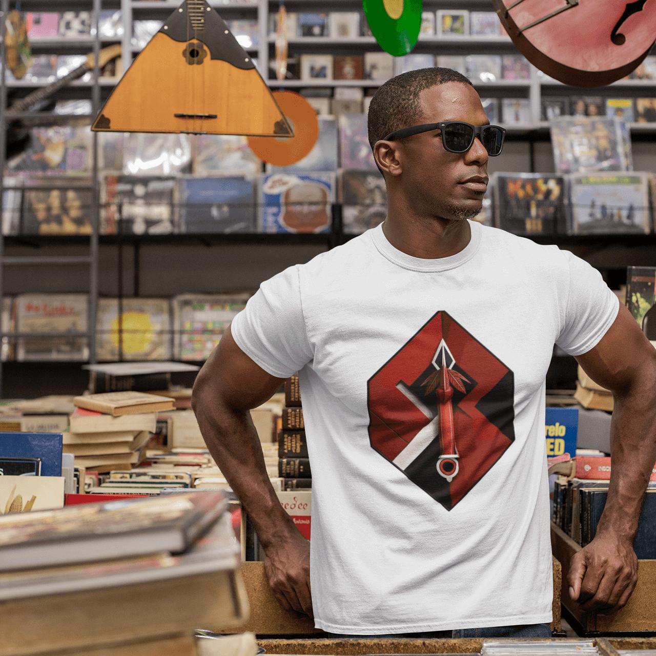Hexa-Shield Red Digital Art T-Shirt | Artists' Armory