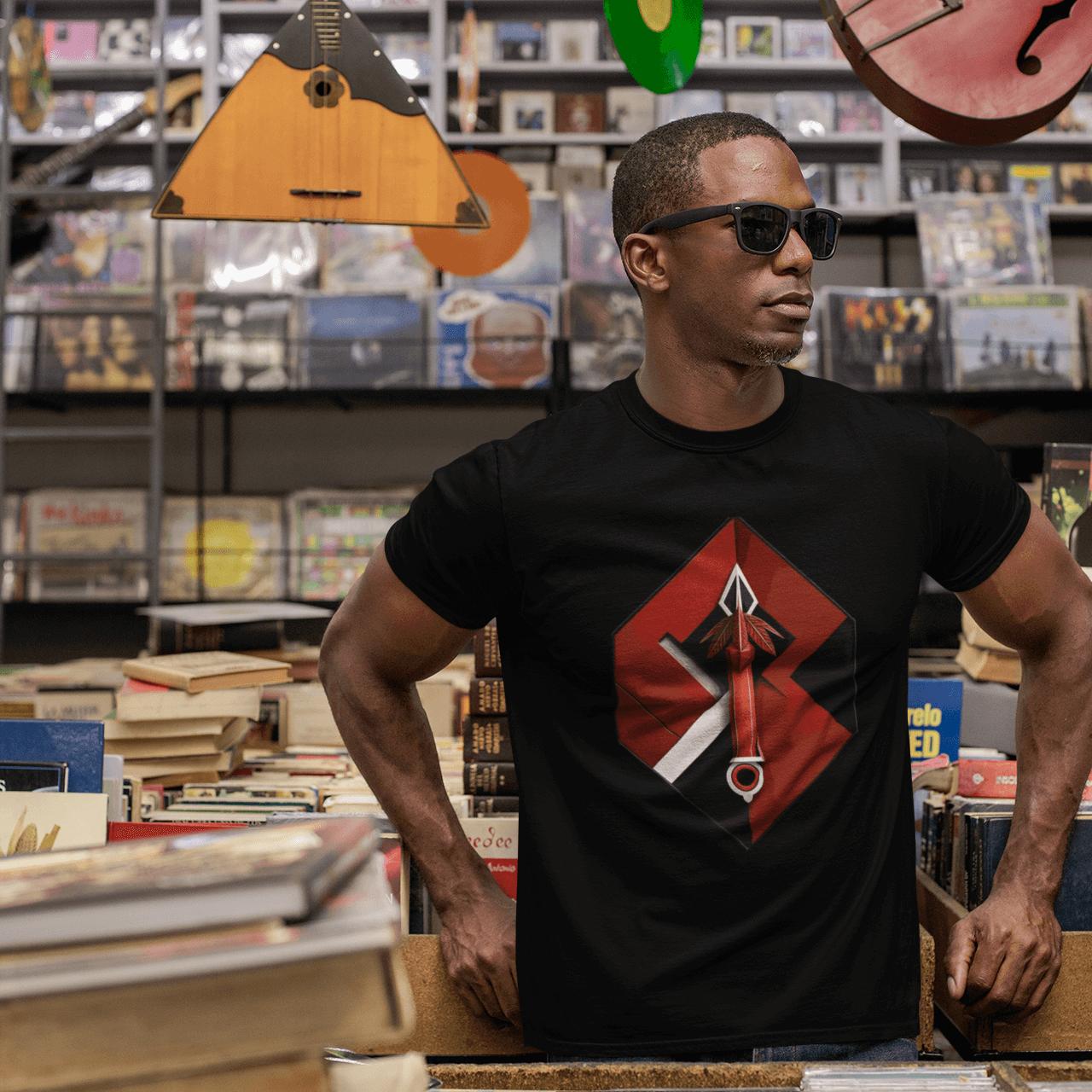 Hexa-Shield Red Digital Art T-Shirt | Artists' Armory