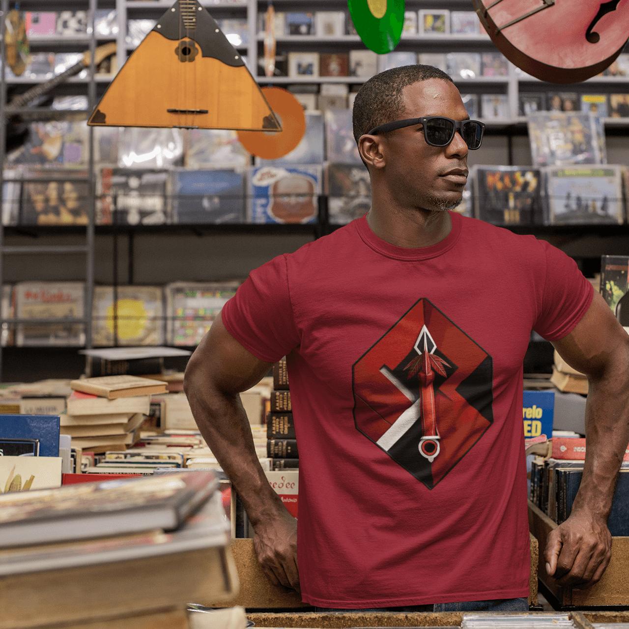 Hexa-Shield Red Digital Art T-Shirt | Artists' Armory