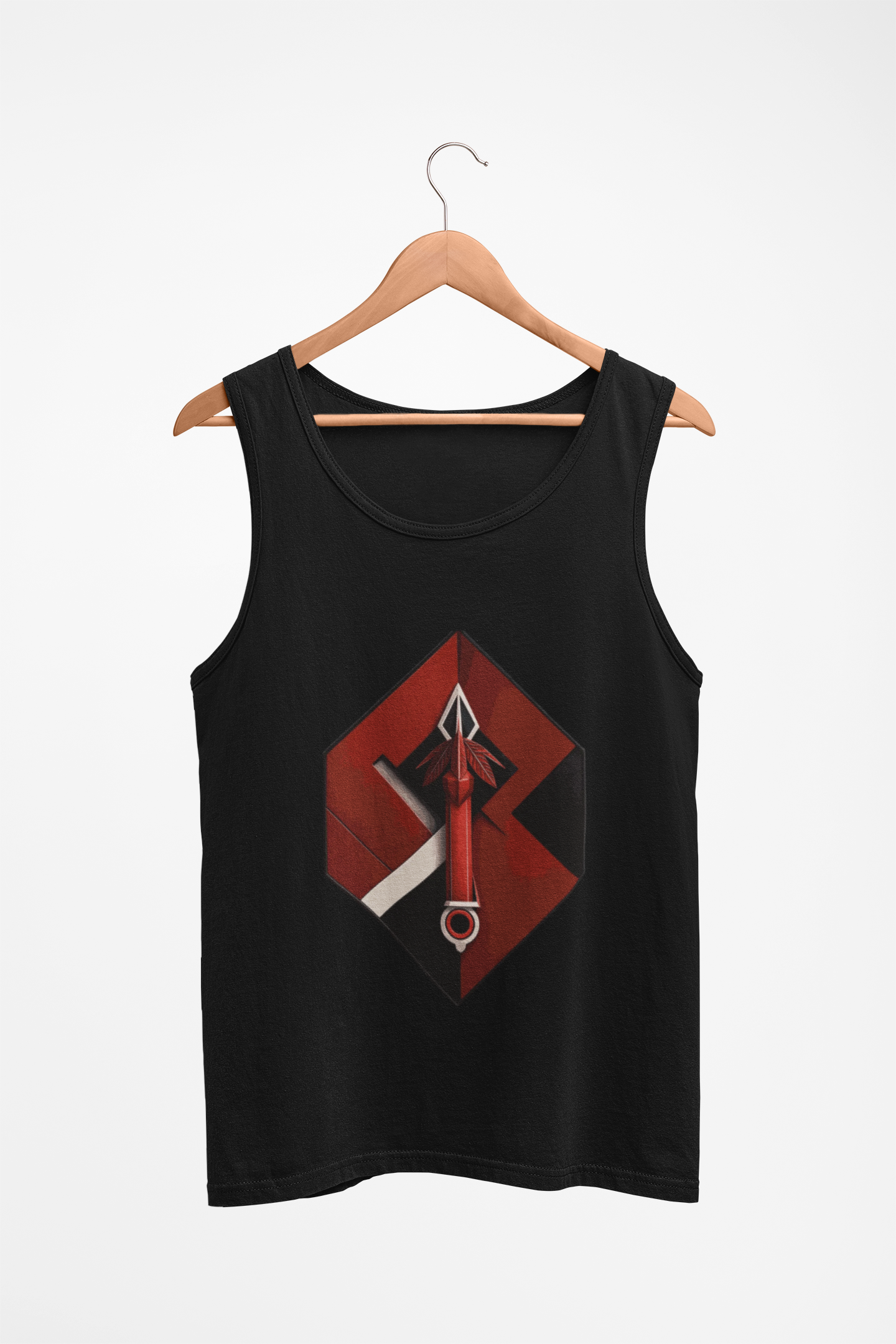 Hexa Spear Cyber Tank – Red Emblem Sleeveless Top