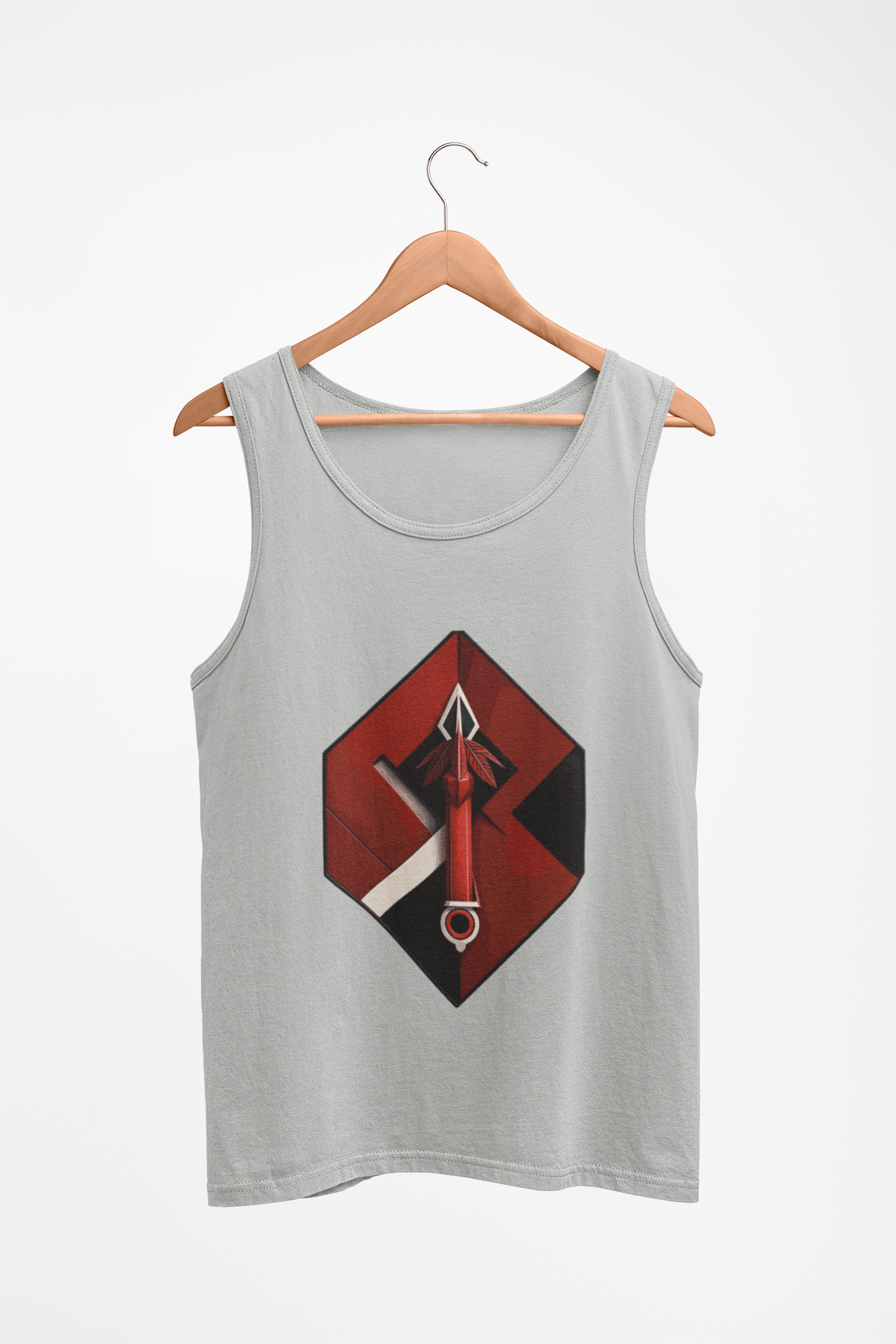 Hexa Spear Cyber Tank – Red Emblem Sleeveless Top