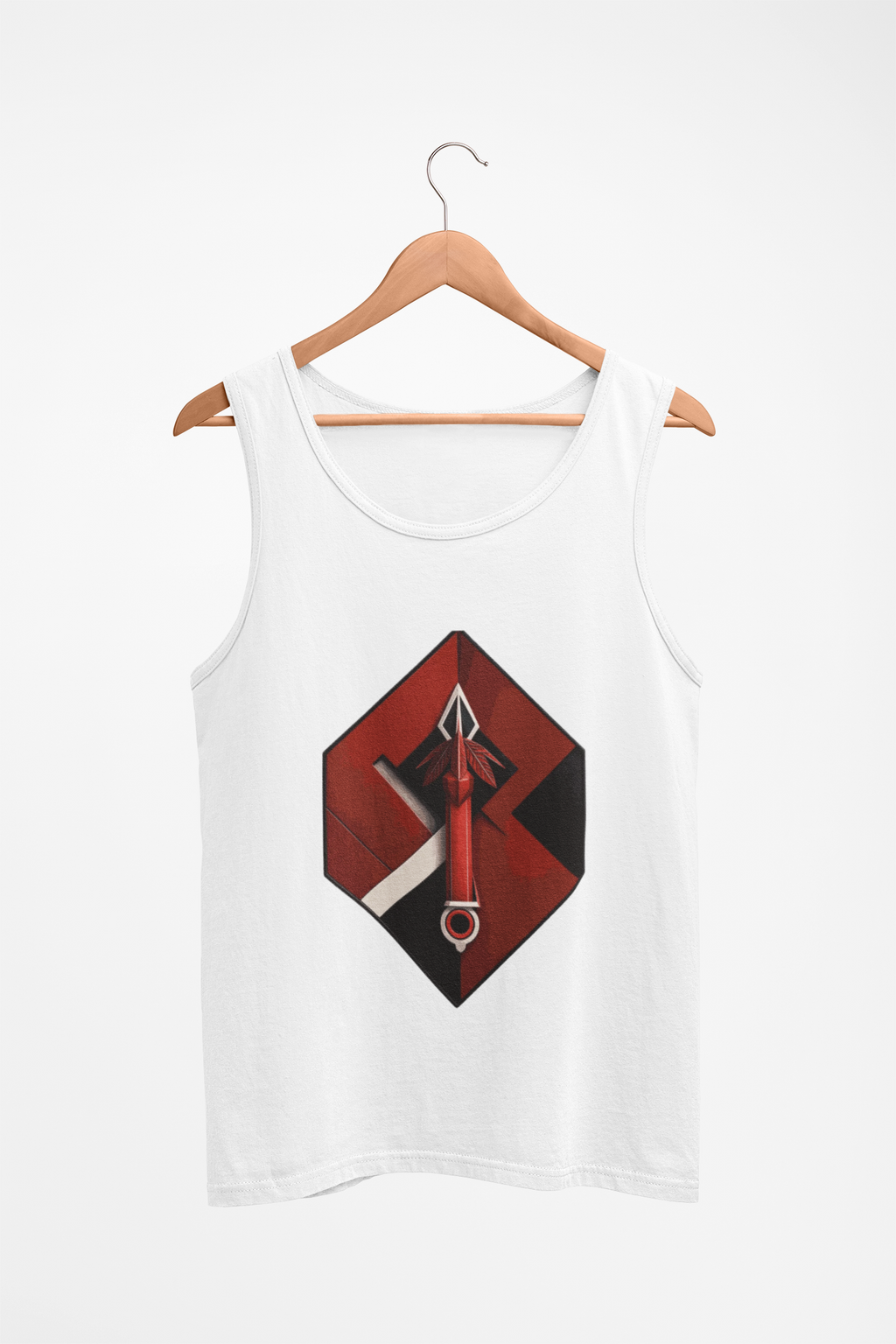 Hexa Spear Cyber Tank – Red Emblem Sleeveless Top