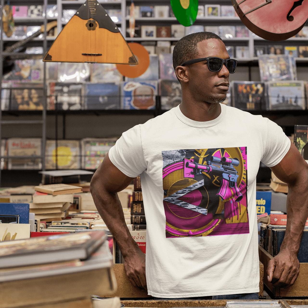 Machine Gun As Art T-Shirt in Pink | Artists’ Armory