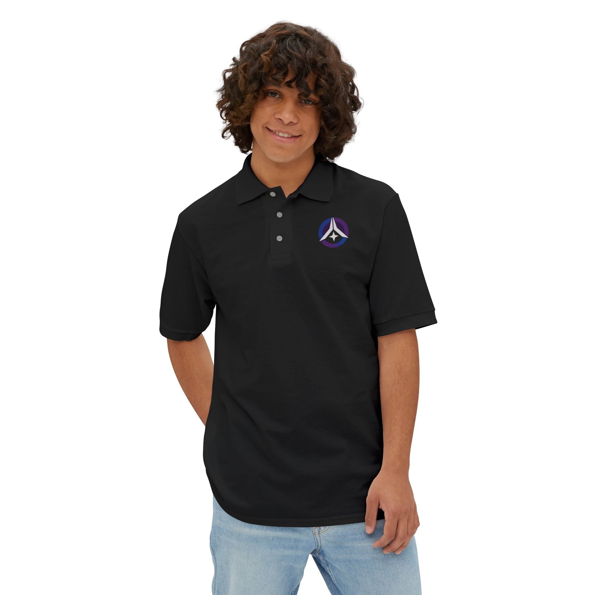 Men's Polo - Cosmic Peace Symbol - Blue/Purple Edition