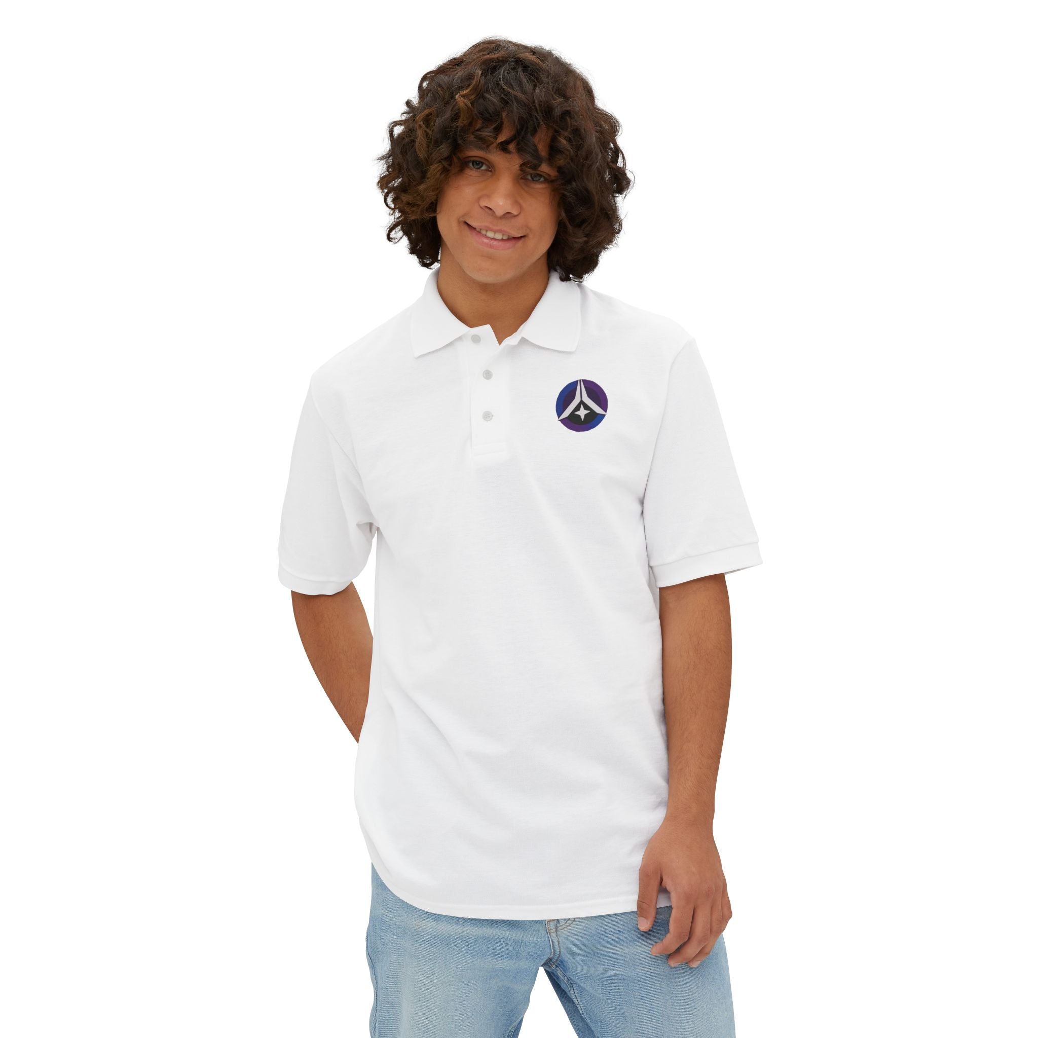 Men's Polo - Cosmic Peace Symbol - Blue/Purple Edition