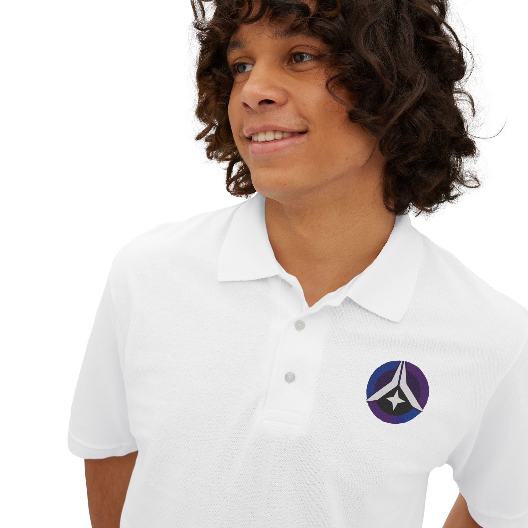 Men's Polo - Cosmic Peace Symbol - Blue/Purple Edition