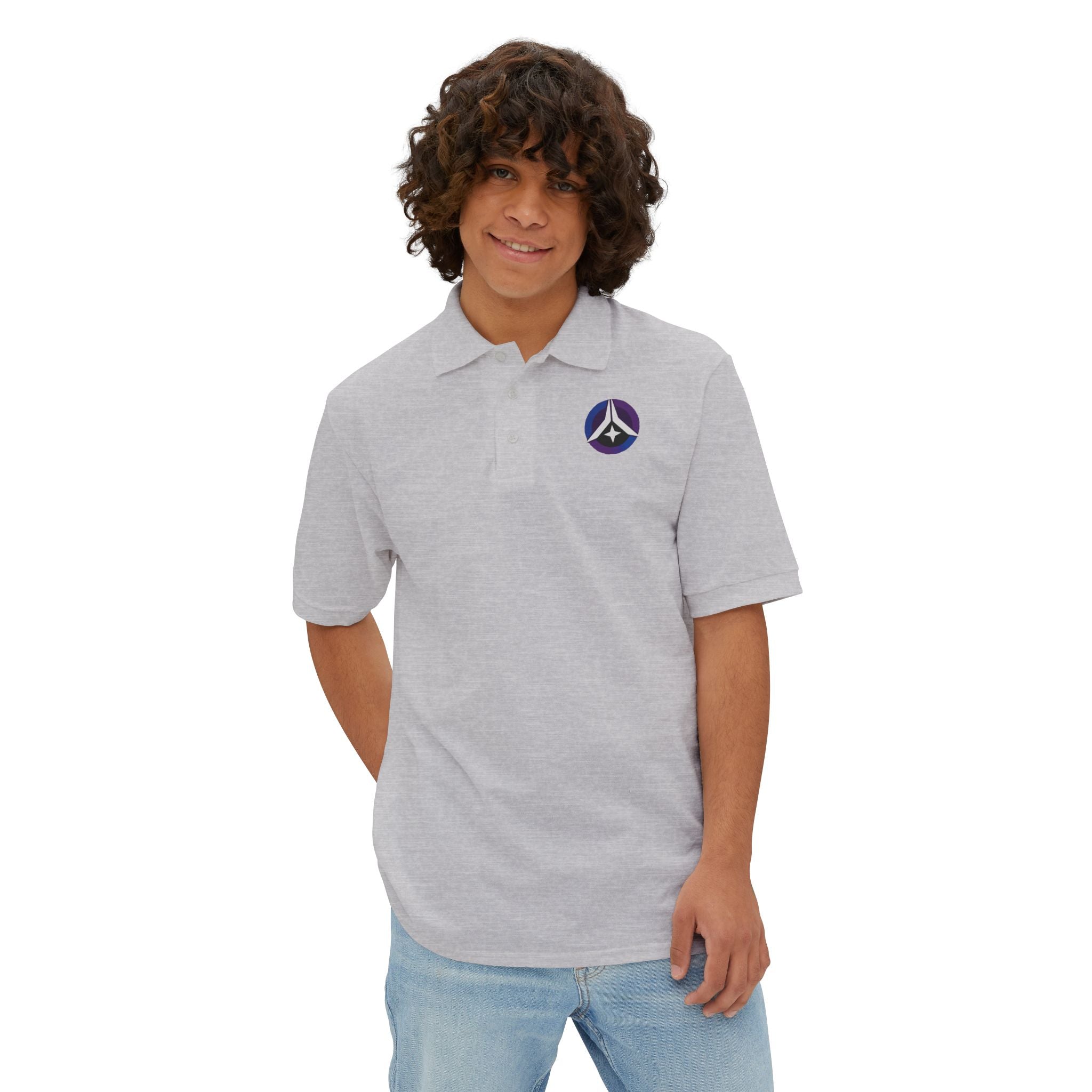 Men's Polo - Cosmic Peace Symbol - Blue/Purple Edition