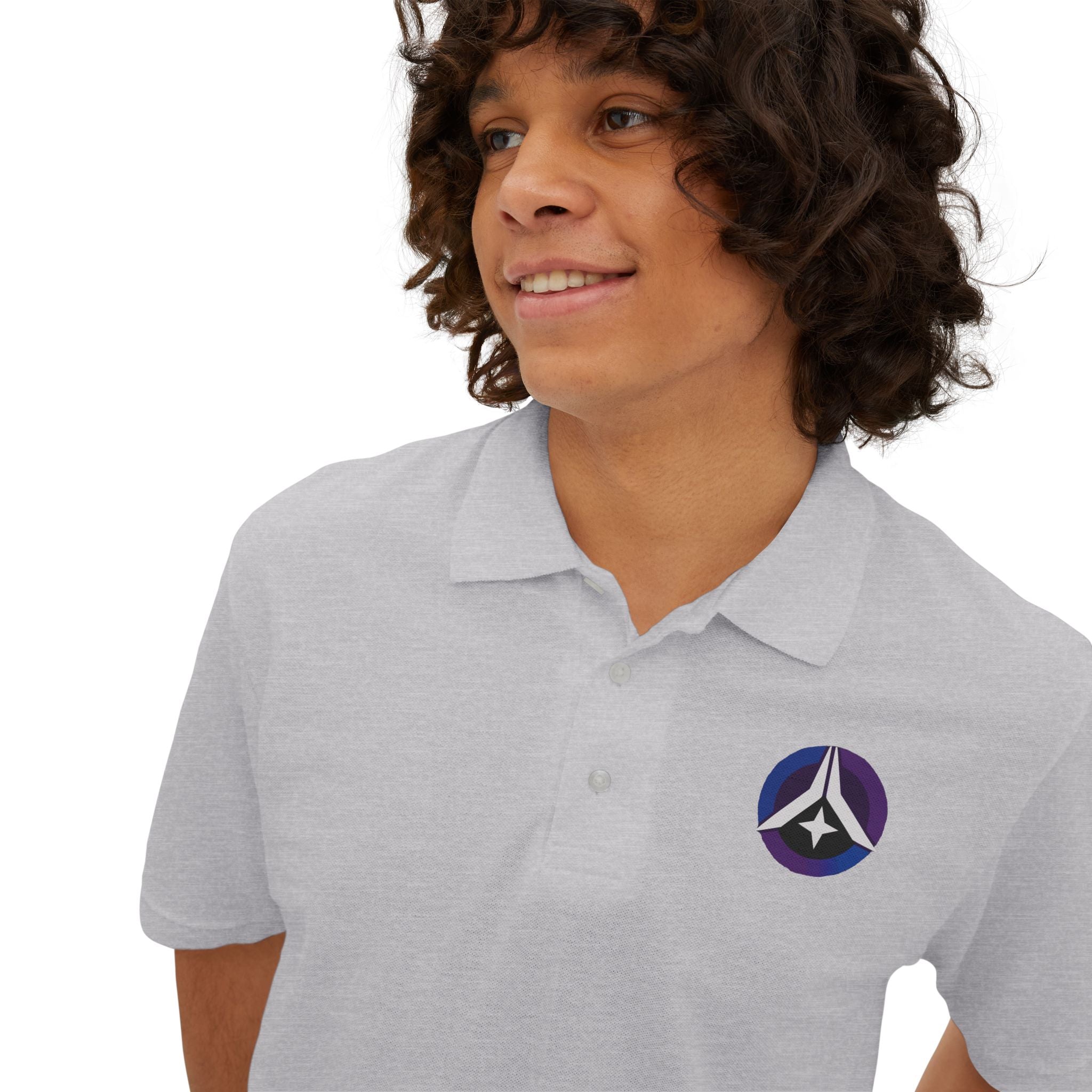 Men's Polo - Cosmic Peace Symbol - Blue/Purple Edition