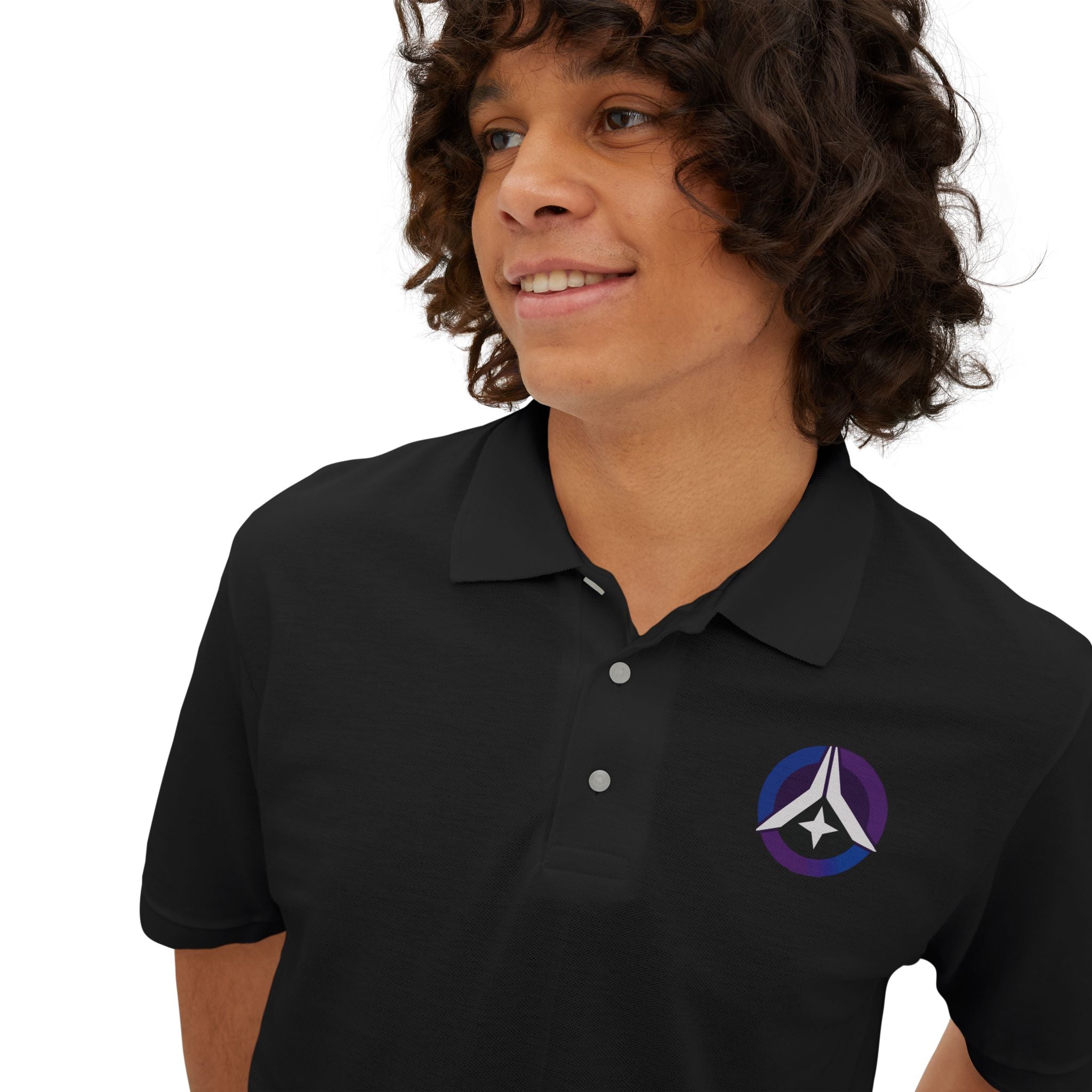 Men's Polo - Cosmic Peace Symbol - Blue/Purple Edition