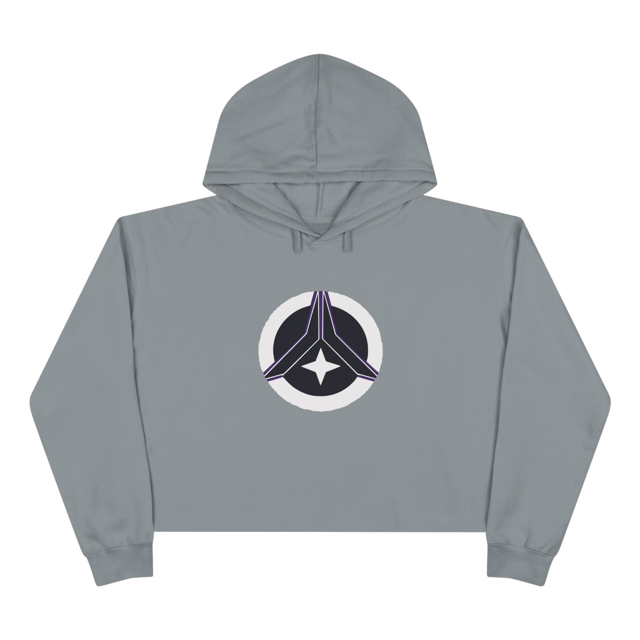 Women’s Crop Hoodie – Cosmic Peace Symbol (Purple/Black)