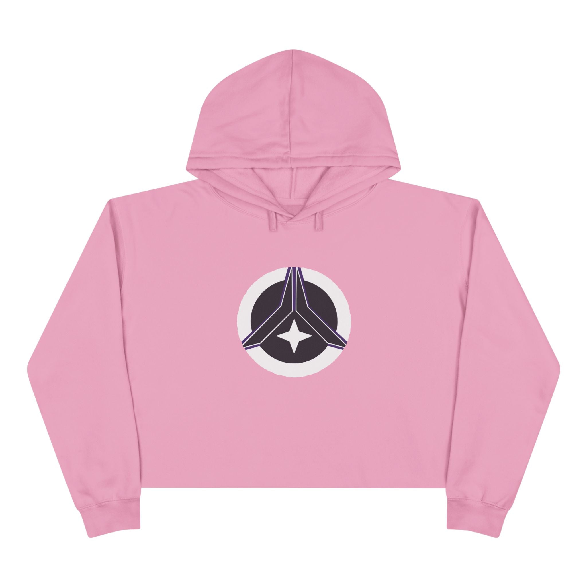 Women’s Crop Hoodie – Cosmic Peace Symbol (Purple/Black)