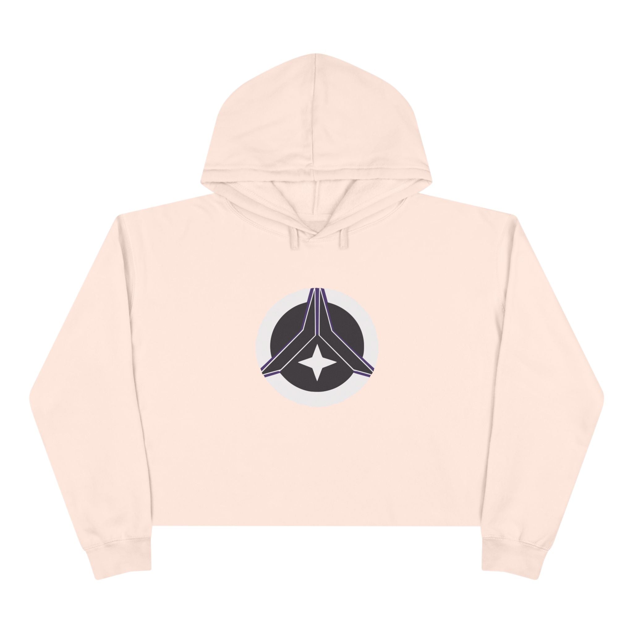 Women’s Crop Hoodie – Cosmic Peace Symbol (Purple/Black)