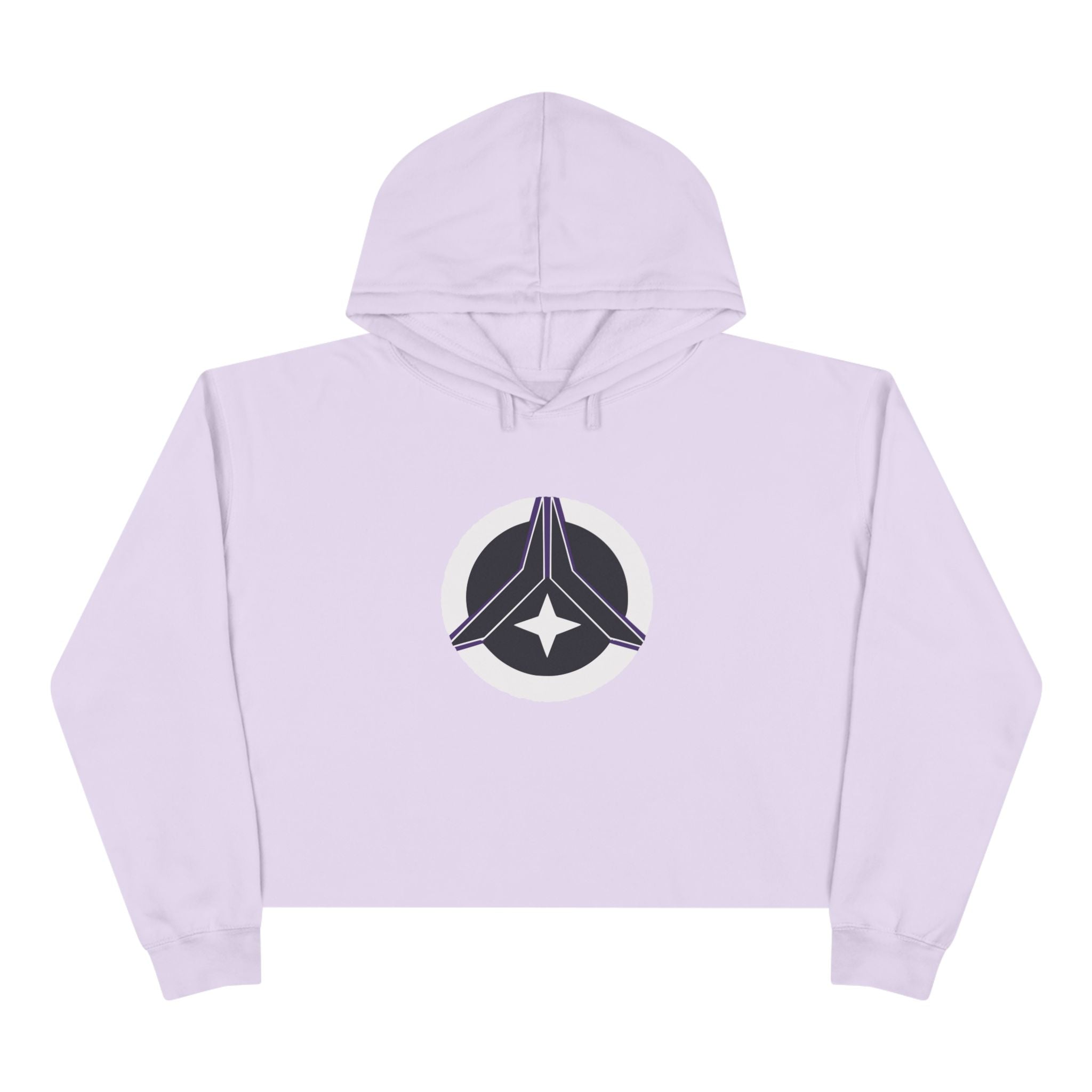 Women’s Crop Hoodie – Cosmic Peace Symbol (Purple/Black)