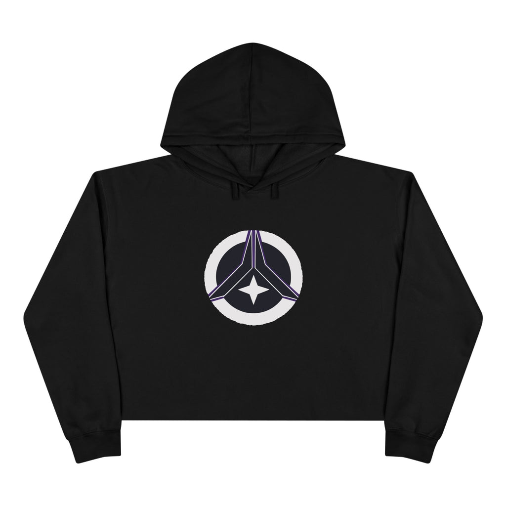 Women’s Crop Hoodie – Cosmic Peace Symbol (Purple/Black)